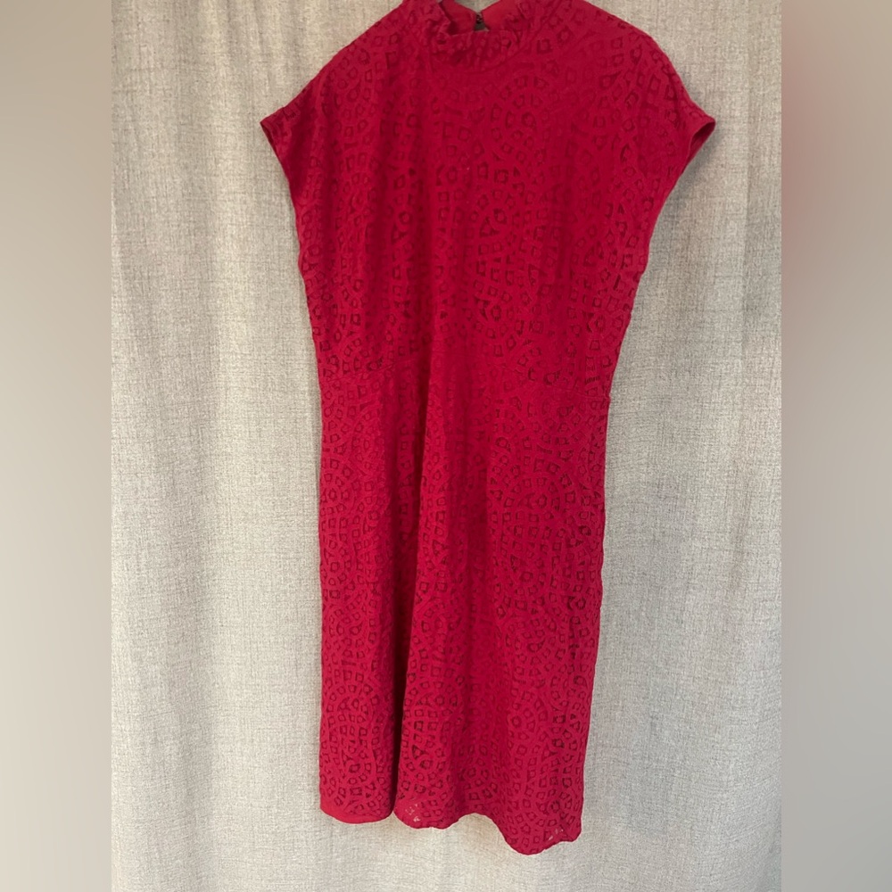 Mossino red lace dress size XXL high neck